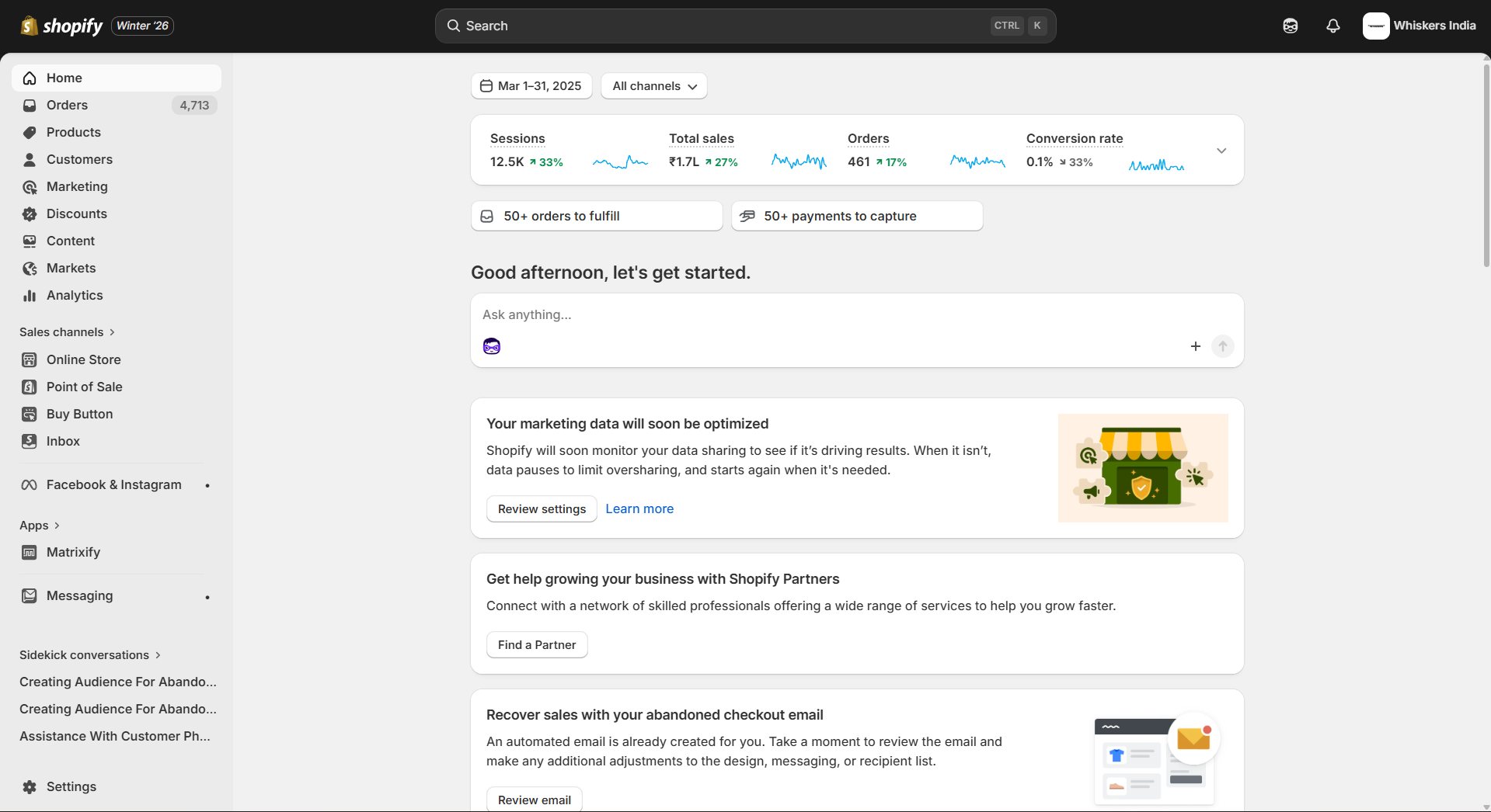 Whiskers India March 2025 Dashboard